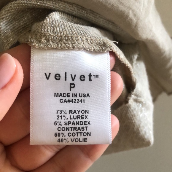 Metallic threaded babydoll top with silk overlay by Velvet - Picture 11 of 12